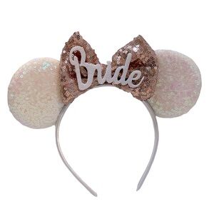 Disney Bride Minnie Mouse Ears Headband - White and‎ Rose Gold with Veil